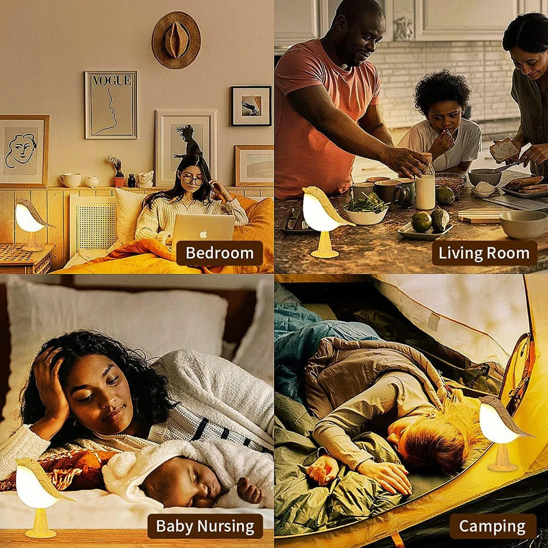Luminária de Pássaro Decorativa Minimalista Recarregável