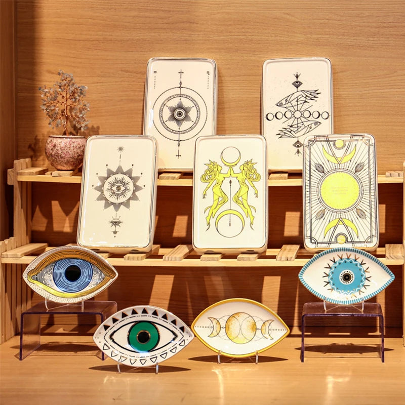 Mini Prato Decorativo Porta Joias em Cerâmica Olho Grego