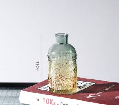 Vaso Vintage Europeu em Vidro em Relevo