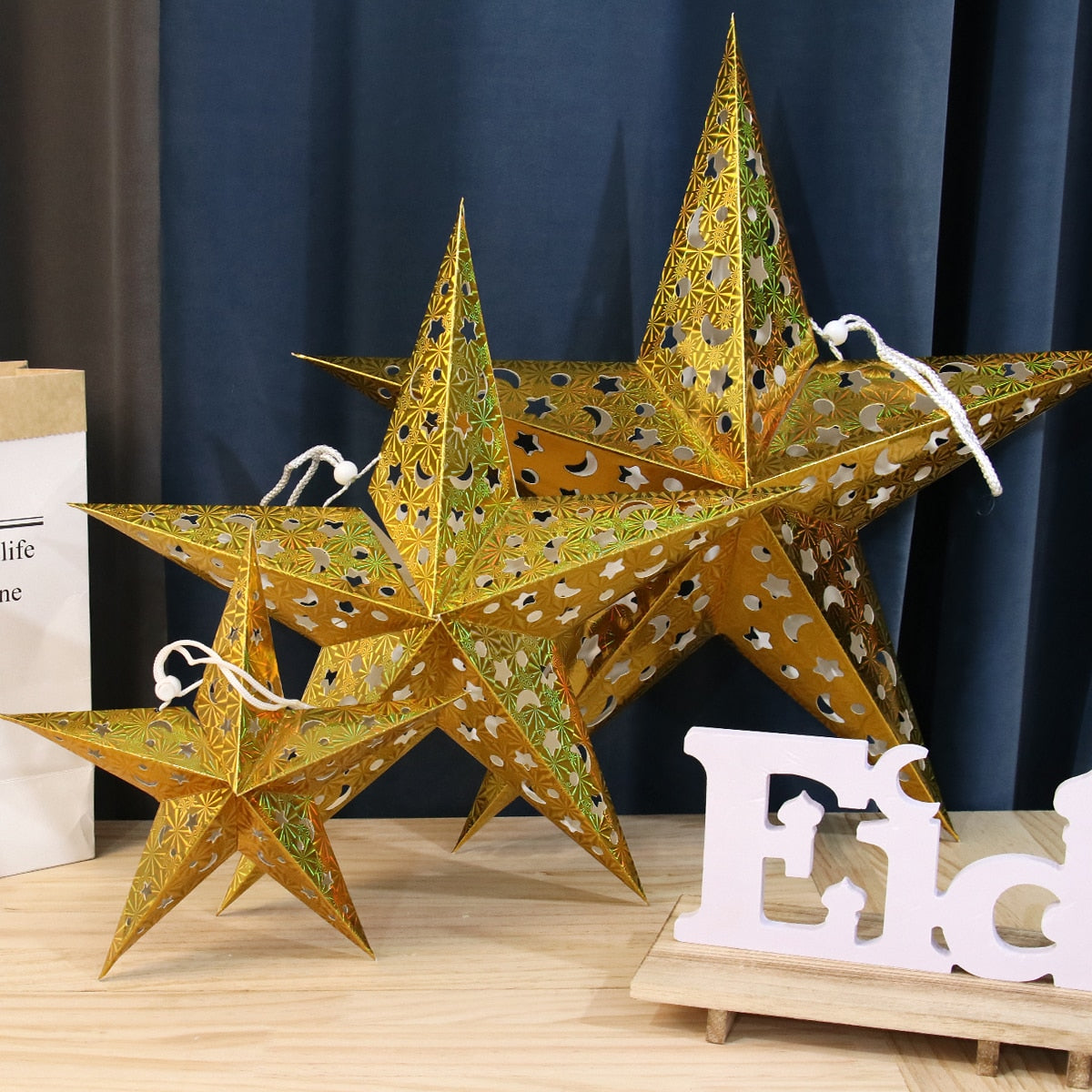 Lanterna de Estrela de Papel Cartão em 3D Pentagrama