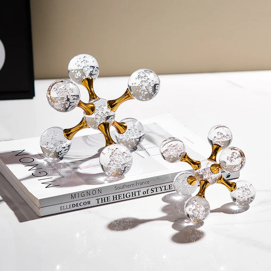 Escultura Decorativa Molecular em Cristal e Metal