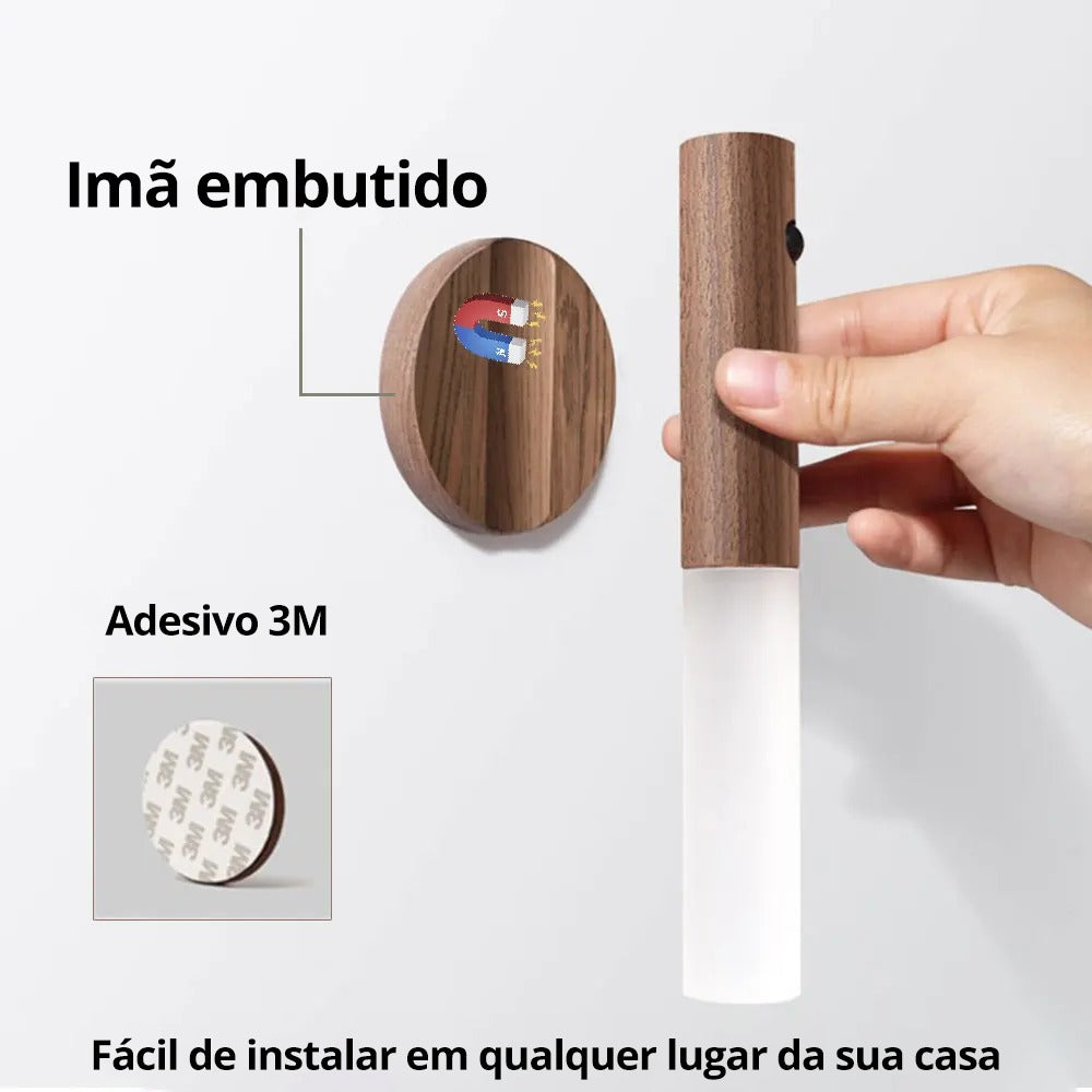 Mini Luminária LED Bastão Recarregável com  Sensor de Movimento