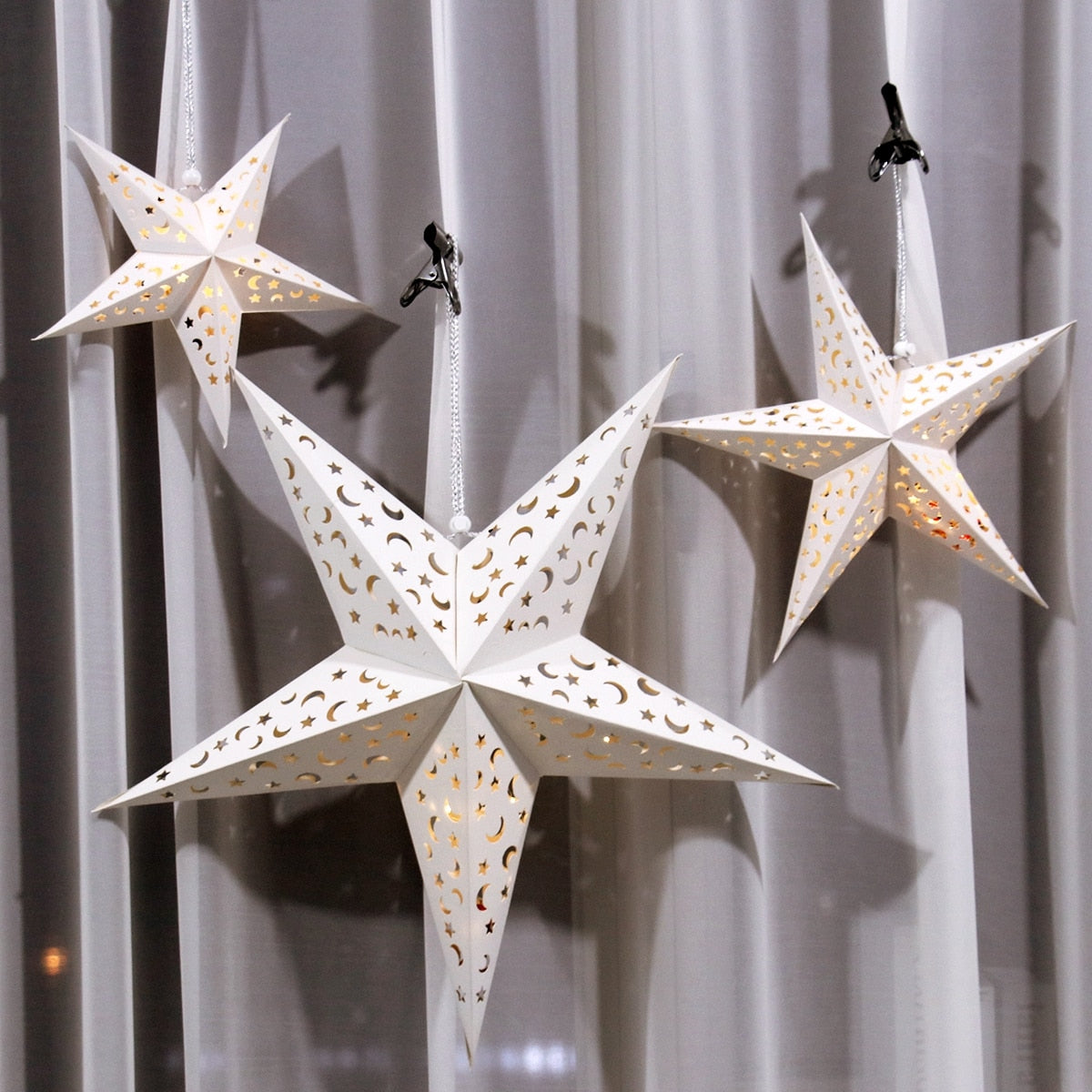 Lanterna de Estrela de Papel Cartão em 3D Pentagrama