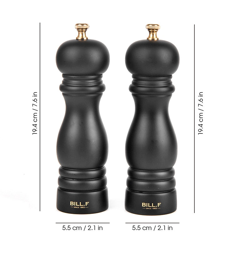 Kit de Moedores de Sal e Pimenta em Madeira Maciça BILL.F - 2 Peças