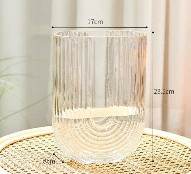Vaso de Vidro Canelado Formato  em "U"