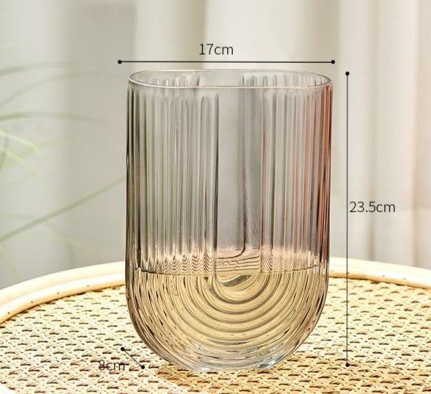Vaso de Vidro Canelado Formato  em "U"
